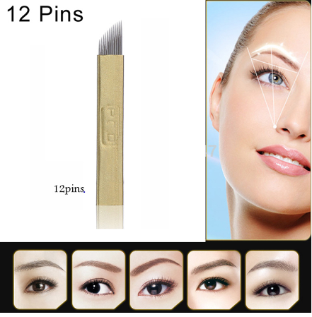Lâminas Tebori Microblading PCD 12 pontas - 50 Unidades
